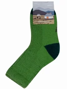 Детские носки из монгольской шерсти (Монголка), 02133, ЗЕЛЕНЫЕ