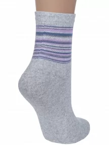 Женские носки Альтаир, С46, СВЕТЛО-СЕРЫЕ с сиреневыми полосками