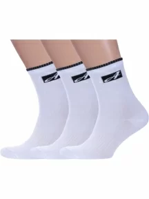 Комплект из 3 пар мужских спортивных носков Альтаир, 3-С199, БЕЛЫЕ