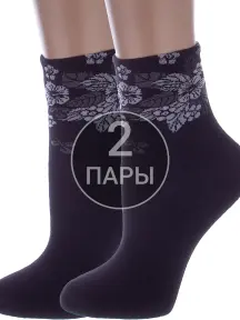 Комплект из 2 пар женских махровых носков RuSocks (Орудьевский трикотаж) ЧЕРНЫЕ (2-Ж-2337)