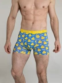 Мужские бесшовные трусы-боксеры Oemen, MB185, рис. 185 ЖЕЛТО-ГОЛУБЫЕ