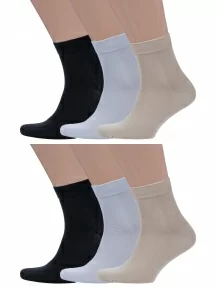 Набор из 6 пар мужских носков Grinston socks (PINGONS) из 100% хлопка, PG-15D12-6k, микс 1