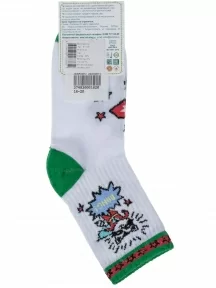 Детские спортивные носки "Борисоглебский трикотаж", 8С229, БЕЛО-ЗЕЛЕНЫЕ