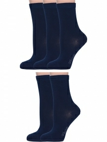 Комплект из 5 пар женских бамбуковых носков Grinston socks (PINGONS), 5-17D2, СИНИЕ