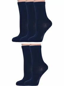 Комплект из 5 пар женских бамбуковых носков Grinston socks (PINGONS), 5-17D2, СИНИЕ