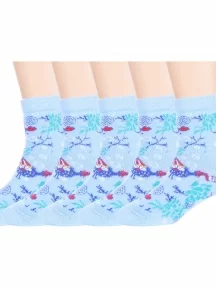 Комплект из 5 пар детских махровых носков LORENZline, 5-Л92, ГОЛУБЫЕ