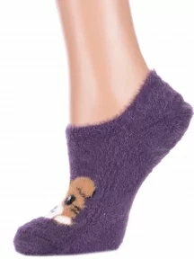 Женские ультракороткие теплые носки "Пуховые" Hobby Line, Нжпуху9502, ФИОЛЕТОВЫЕ