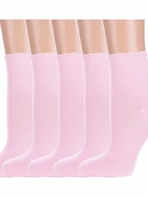 Комплект из 5 пар женских бамбуковых носков без резинки ХОХ, 5-G-1423, РОЗОВЫЕ