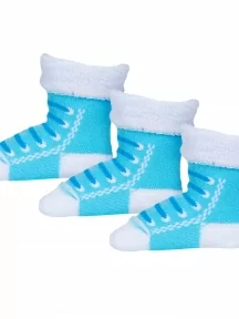 Комплект из 3 пар детских махровых носков Альтаир, 3-С48, ГОЛУБЫЕ
