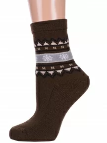 Женские полушерстяные носки с махровым следом LORENZline, В20М, КОРИЧНЕВЫЕ