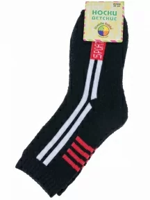 Детские махровые носки Hobby Line, 7480, ЧЕРНЫЕ с белыми полосками