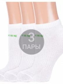 Комплект из 3 пар женских спортивных носков Альтаир, 3-А217, БЕЛЫЕ с зеленым
