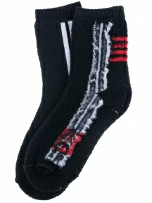 Детские махровые носки Hobby Line, 7480, ЧЕРНЫЕ с белыми полосками