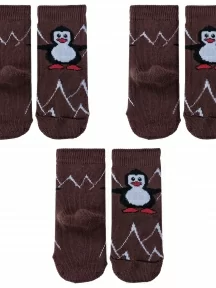 Комплект из 3 пар детских махровых носков Альтаир, 3-С129, КОРИЧНЕВЫЕ
