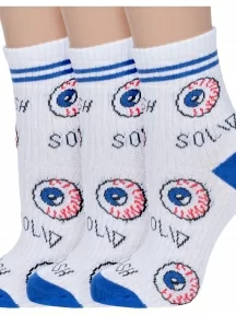 Комплект из 3 пар детских носков VASILINA, 3-2С2349, БЕЛО-СИНИЕ