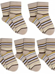 Комплект из 5 пар детских носков LORENZLine, 5-Л31, БЕЖЕВО-ЖЕЛТЫЕ