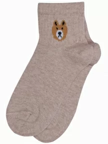 Подростковые носки LORENZline, П35, СВЕТЛО-КОРИЧНЕВЫЕ с мишкой
