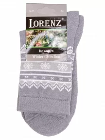 Женские полушерстяные носки с махровым следом LORENZline, В20М, СЕРЫЕ