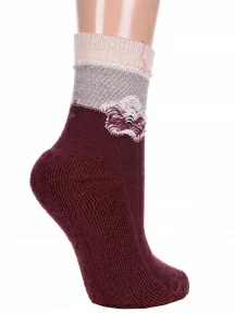 Женские полушерстяные носки с махровым следом LORENZline, В14М, БОРДОВЫЕ