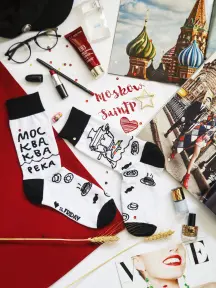 Носки St. Friday Socks Russian tea (Москва-ква-ква). Белые (X10-1595-02)
