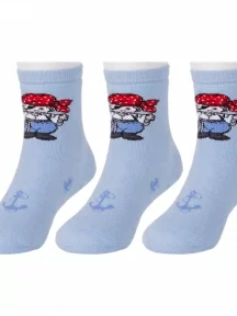 Комплект из 3 пар детских махровых носков LORENZLine, 3-Л52, ГОЛУБЫЕ