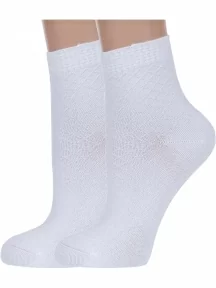 Комплект из 2 пар женских бамбуковых носков ХОХ, 2-G-223, БЕЛЫЕ