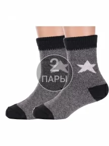 Комплект из 2 пар детских теплых махровых носков Hobby Line, 2-Ндад7616, ТЕМНО-СЕРЫЕ