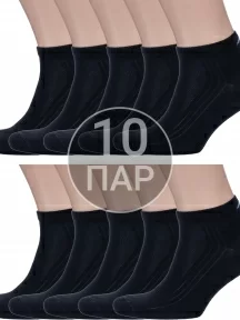 Комплект из 10 пар мужских спортивных носков DiWaRi, 10-7С-37СП, рис. 018, ЧЕРНЫЕ
