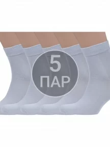 Комплект из 5 пар мужских носков Grinston socks (PINGONS) из 100% хлопка СВЕТЛО-СЕРЫЕ (5-15D12)
