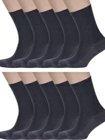 Комплект из 10 пар мужских носков Альтаир с анатомической резинкой, 10-С198, ТЕМНО-СЕРЫЕ