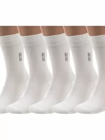 Комплект из 5 пар мужских бамбуковых носков ХОХ, 5-X-1111, БЕЛЫЕ