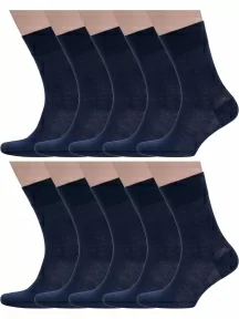 Комплект из 10 пар мужских носков Grinston socks (PINGONS) из 100% микромодала, 10-15D7, ТЕМНО-СИНИЕ