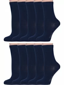Комплект из 10 пар женских бамбуковых носков Grinston socks (PINGONS), 10-17D2, СИНИЕ