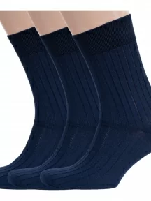 Комплект из 3 пар мужских носков RuSocks (Орудьевский трикотаж) из 100% хлопка, 3-М3-11001, рис. 01, ТЕМНО-СИНИЕ