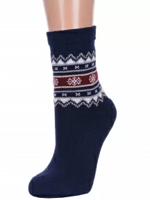 Женские полушерстяные носки с махровым следом LORENZline, В20М, СИНИЕ