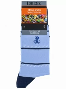 Мужские носки LORENZline, Е25, ГОЛУБЫЕ с якорем