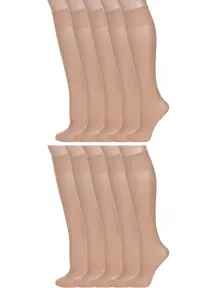 Комплект из 10 пар женских гольфов Conte Natural, телесные (10-14С-58СП/Tension soft 20Г)