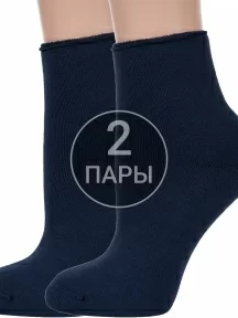 Комплект из 2 пар женских махровых носков без резинки ХОХ, 2-Z-1482, ТЕМНО-СИНИЕ