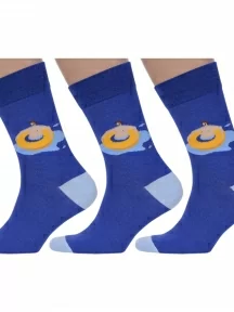 Комплект из 3 пар мужских носков MSCLUB №М29, msk3-М29, nm-312, СИНИЕ с отдыхающим и чайкой