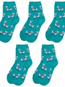 Комплект из 5 пар детских носков RuSocks (Орудьевский трикотаж), 5-Д3-13159, рис. 03, БИРЮЗОВЫЕ