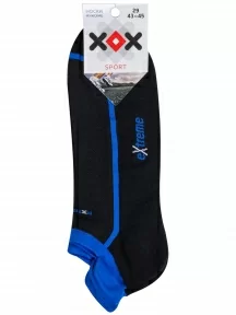 Мужские спортивные носки с махровыми пяткой и мыском ХОХ, SPM-10, ЧЕРНО-СИНИЕ
