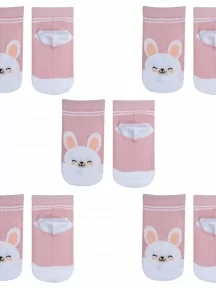 Комплект из 5 пар детских носков Гамма, 5-С1649, рис. Зайчик, ПЫЛЬНАЯ РОЗА
