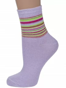 Женские носки Альтаир, С46, БЛЕДНО-СИРЕНЕВЫЕ с салатовыми полосками