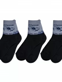 Комплект из 3 пар детских махровых носков Гамма, 3-С509, рис. 1, ЧЕРНЫЕ