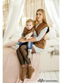 Детские носки из 100% монгольской шерсти (Монголка), 02105, СЕРЫЕ