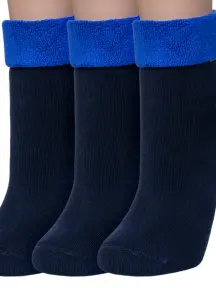 Комплект из 3 пар женских махровых носков RuSocks (Орудьевский трикотаж) ТЕМНО-СИНИЕ (3-Ж-2331)