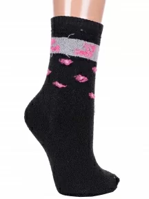 Женские махровые носки Hobby Line, Нжм8833-2, ЧЕРНЫЕ
