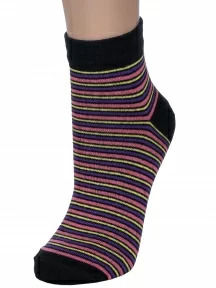 Женские носки VASILINA, 2С8247, ЧЕРНЫЕ с розовыми полосками