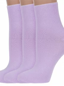 Комплект из 3 пар женских носков без резинки ХОХ, 3-G-1406, СИРЕНЕВЫЕ