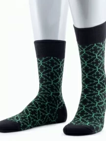 Мужские носки из мерсеризованного хлопка Sergio Di Calze (PINGONS), 20SC3, ЧЕРНО-ЗЕЛЕНЫЕ